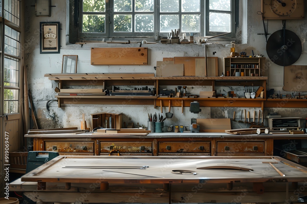 A Cozy Woodworking Workshop Filled with Tools and Natural Light