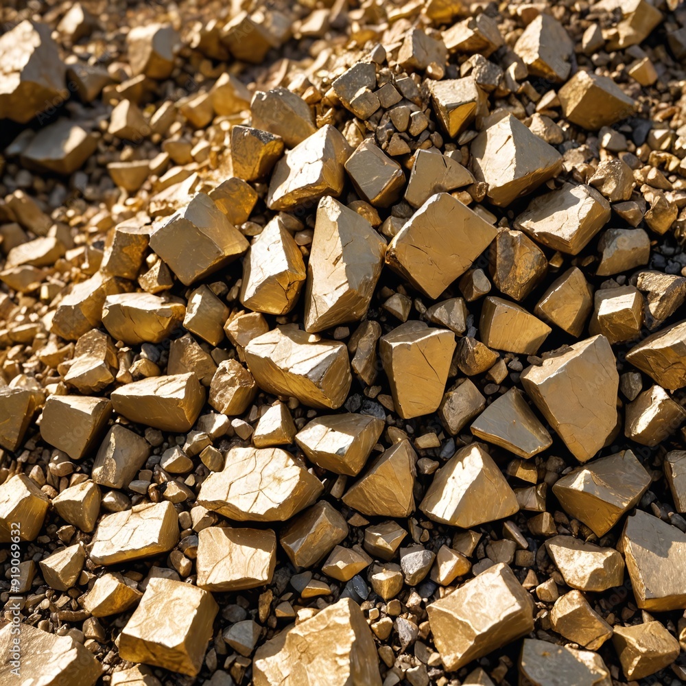 Golden Rough Industrial Heap of Precious Ore in Natural Light Golden Rough Industrial Heap of Precious Ore in Natural Light