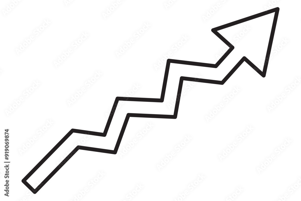 Upward direction arrow vector graphic icon showing business growth bar graph. arrow with vector graphic symbol. Upward arrow fintech logo isolated on white background. Upward direction arrow vector graphic icon showing business growth bar graph. arrow with vector graphic symbol. Upward arrow fintech logo isolated on white background.