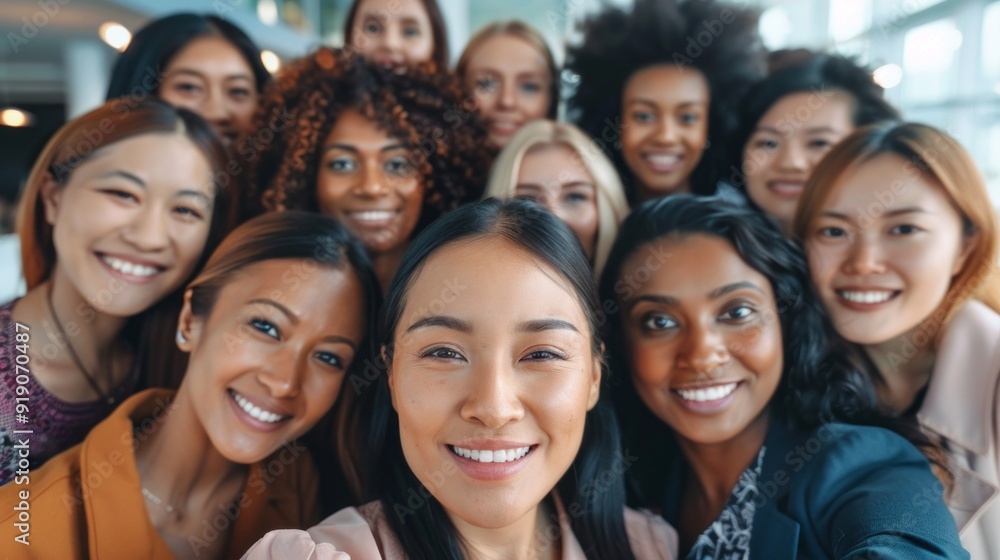 A group of women are smiling for a picture A group of women are smiling for a picture