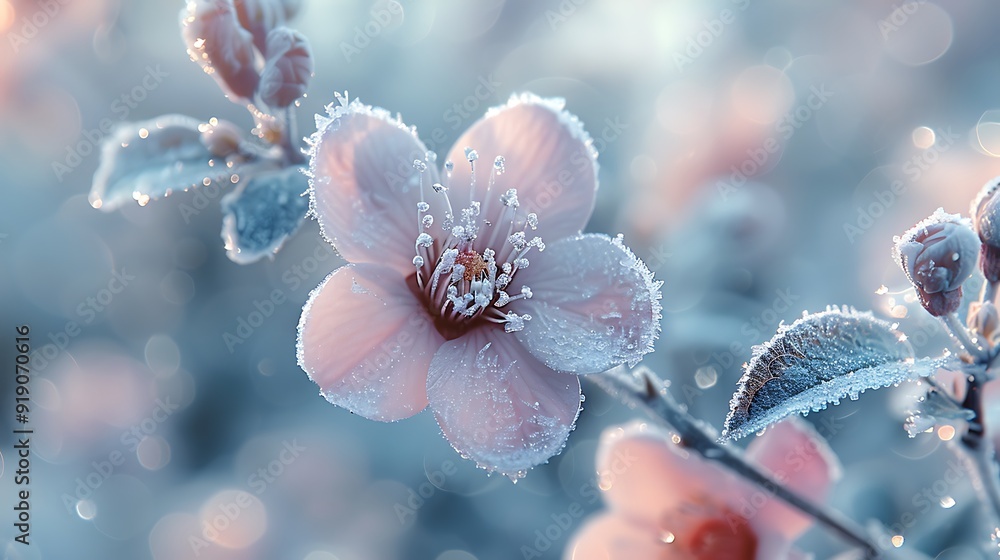 Jasmine flowers with frost-covered petals, set against a wintery landscape, sparkling ice crystals, cold and beautiful, anime style, hd quality, natural look. --ar 16:9 --v 6.0 Jasmine flowers with frost-covered petals, set against a wintery landscape, sparkling ice crystals, cold and beautiful, anime style, hd quality, natural look. --ar 16:9 --v 6.0