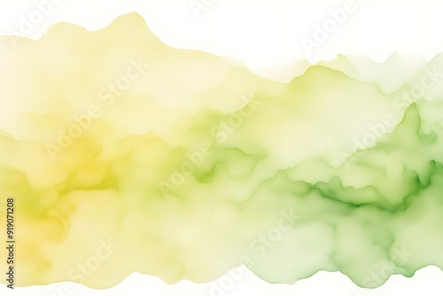 A smooth gradient from soft yellow to light green watercolor on white background, AI Generated