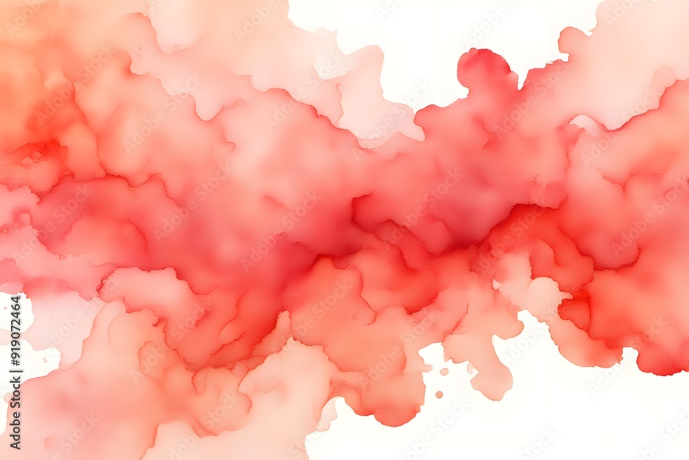Fototapeta premium A smooth transition from warm coral to light red watercolor on white background, AI Generated