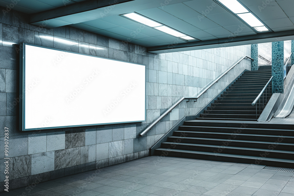 Mockup, large billboard in the subway Mockup, large billboard in the subway
