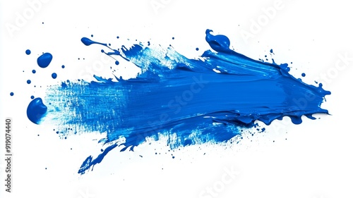 blue paint blots on white color background  photo