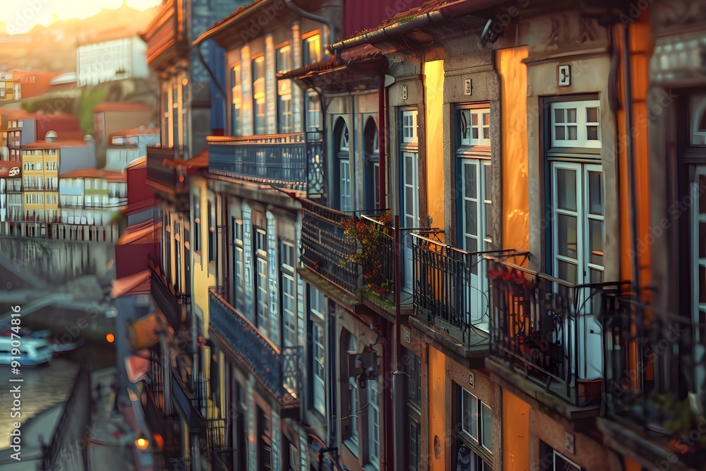 Charming Riverside Architecture at Sunset in Porto, Portugal Charming Riverside Architecture at Sunset in Porto, Portugal