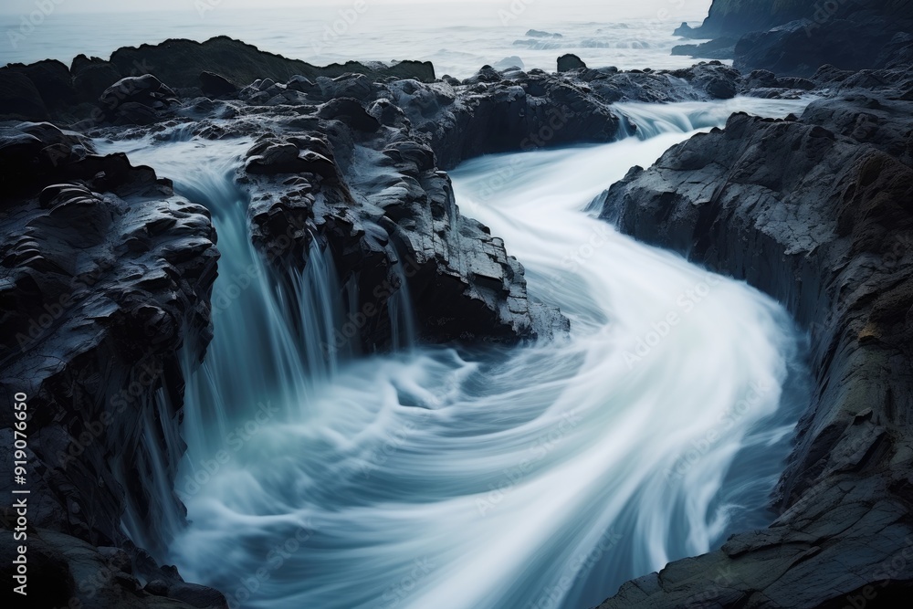 Fototapeta premium Whirlpool Effect: Long exposure of water creating a whirlpool effect.