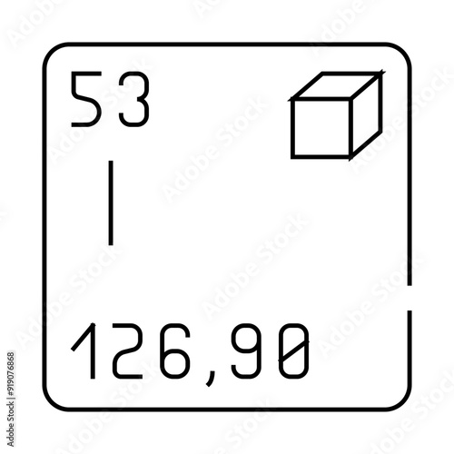 iodine chemical element line icon vector. iodine chemical element sign. isolated contour symbol black illustration