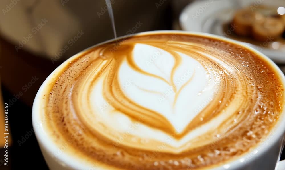 Artisan Barista Pouring Latte in Cozy Coffee Shop Artisan Barista Pouring Latte in Cozy Coffee Shop