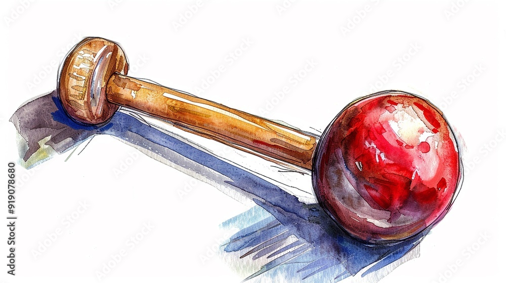 Obraz premium High striker game with a mallet,Clipart, watercolor illustration, Perfect for nursery art The style is hand drawn, white background