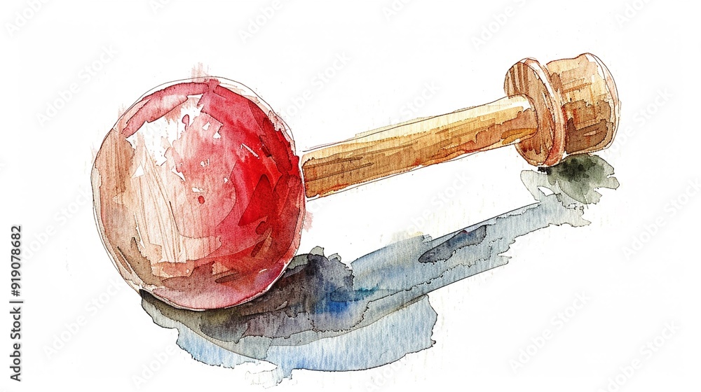 Obraz premium High striker game with a mallet,Clipart, watercolor illustration, Perfect for nursery art The style is hand drawn, white background