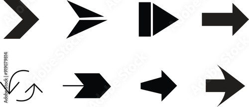 Arrows set of black icons. Arrow icon. Arrow vector collection. Arrow. Cursor. Modern simple arrows. Vector illustration isolated on white with transparent background.