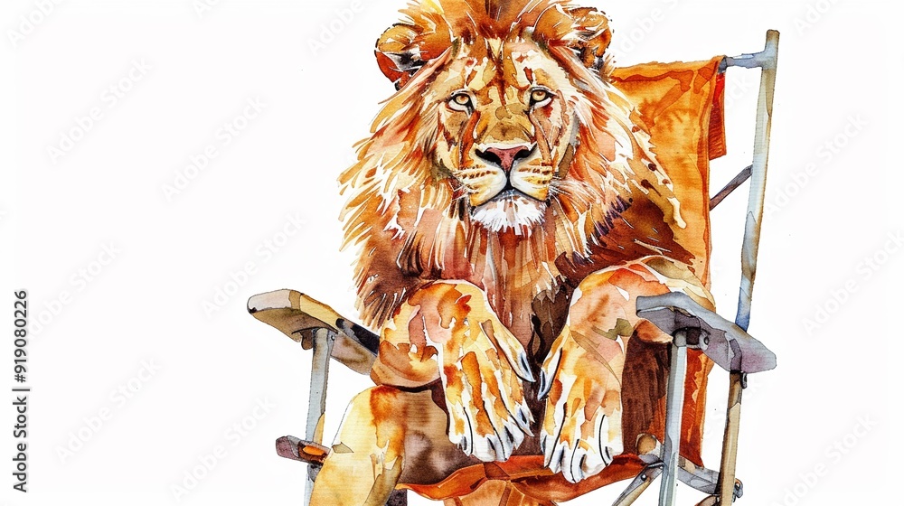 Lion tamer costume with a lion taming chair,Clipart, watercolor