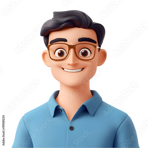 Smiling smart person isolated on transparent background