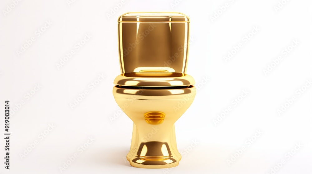 Golden WC toilet bowl on white background. Neural network ai generated art Golden WC toilet bowl on white background. Neural network ai generated art