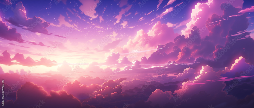 Fototapeta premium Beautiful clouds and sky anime background