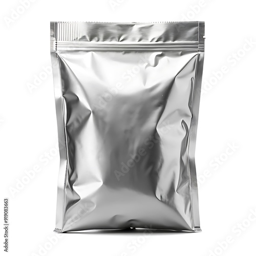 Silver foil bag mockup isolated