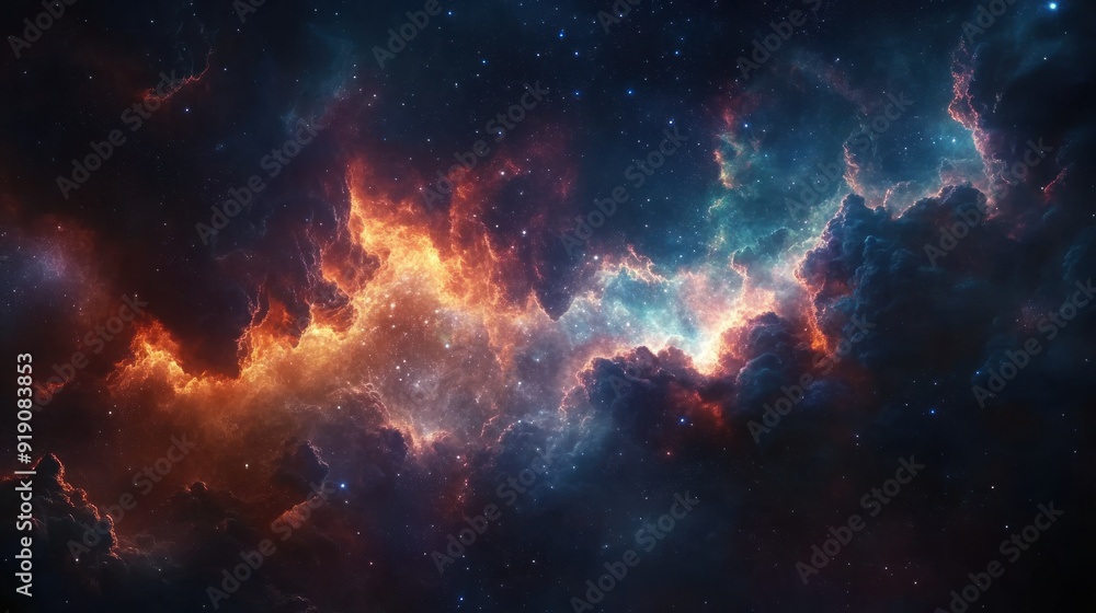 Cosmic Nebula with Vivid Colors and Stars Cosmic Nebula with Vivid Colors and Stars