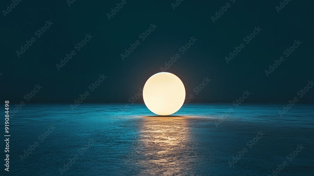Glowing Sphere on a Blue Surface Glowing Sphere on a Blue Surface