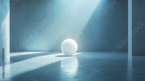 Minimalist Sphere in a Blue Room