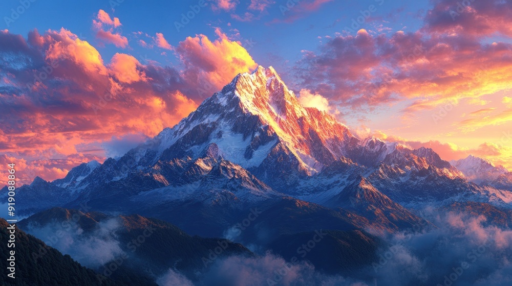 Majestic Mountain Peak at Sunset Majestic Mountain Peak at Sunset