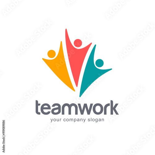 Vector logo design template. Teamwork abstract icon.