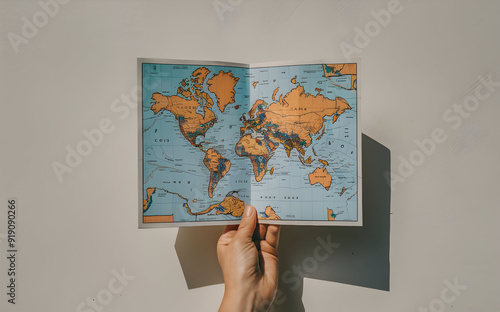 A hand holding a map