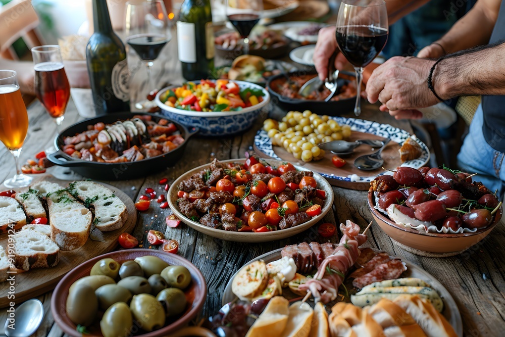 A Festive Spread of Delicious Dishes and Fine Wines A Festive Spread of Delicious Dishes and Fine Wines