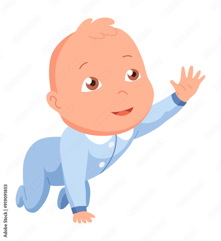 New born baby. Toddler with gentle smile on its face. Cute newborn infant. Vector cartoon illustration isolated on white background New born baby. Toddler with gentle smile on its face. Cute newborn infant. Vector cartoon illustration isolated on white background