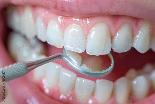 Close-Up of Healthy Teeth During a Dental Examination