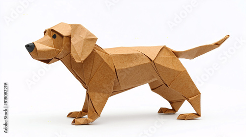 a brown dachshund made of paper photo