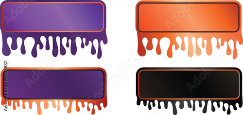 Flat spooky labels set with dripping blood for halloween design and decoration