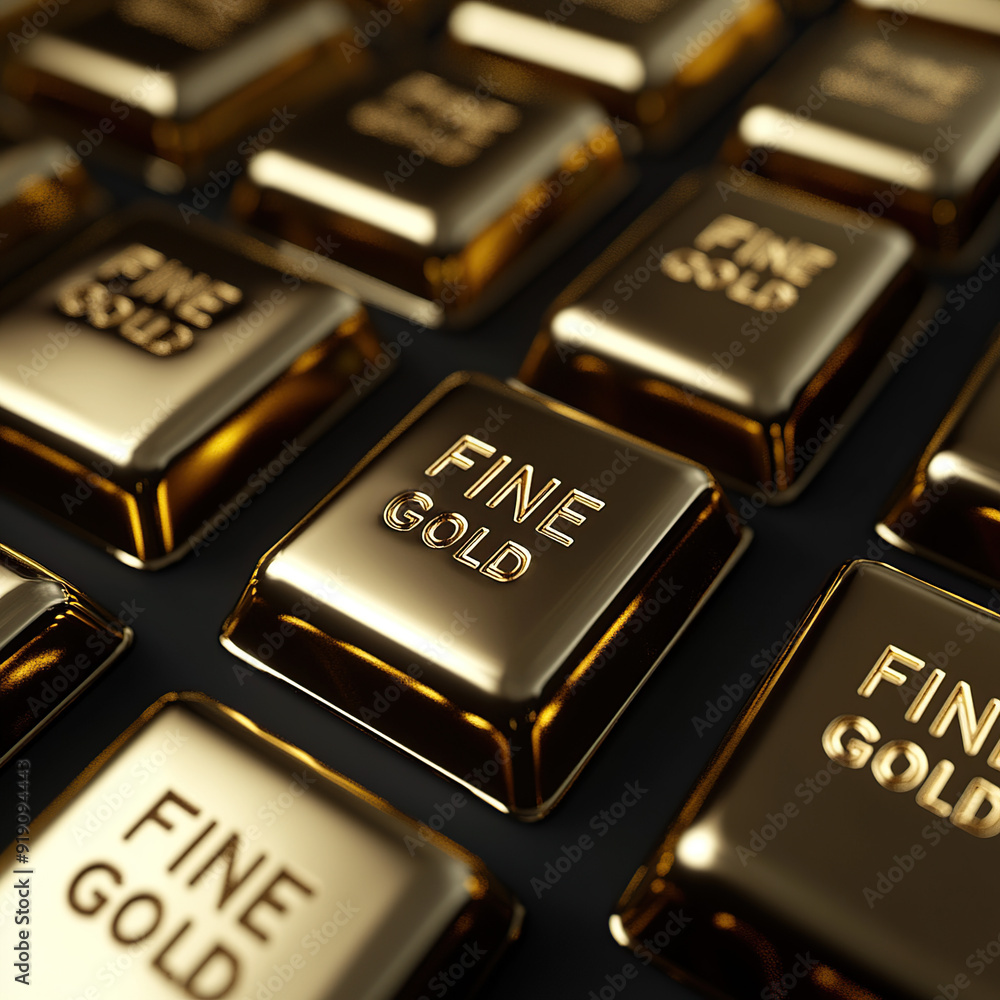 A group of gold bars close-up A group of gold bars close-up