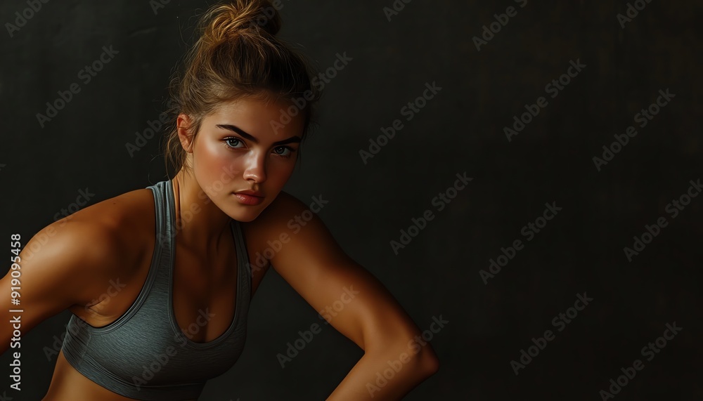 Closeup of a woman s side body in a triangle pose, showing the stretching and toning of the obliques, fitness, yoga side body toning Closeup of a woman s side body in a triangle pose, showing the stretching and toning of the obliques, fitness, yoga side body toning