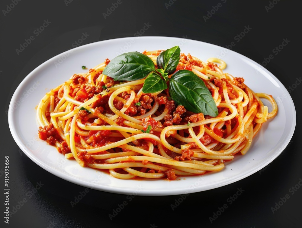 A delicious plate of rigatoni noodles topped with fresh basil leaves and tomato sauce, served on a white plate. A hearty Italian dish that is both simple and flavorful. A delicious plate of rigatoni noodles topped with fresh basil leaves and tomato sauce, served on a white plate. A hearty Italian dish that is both simple and flavorful.