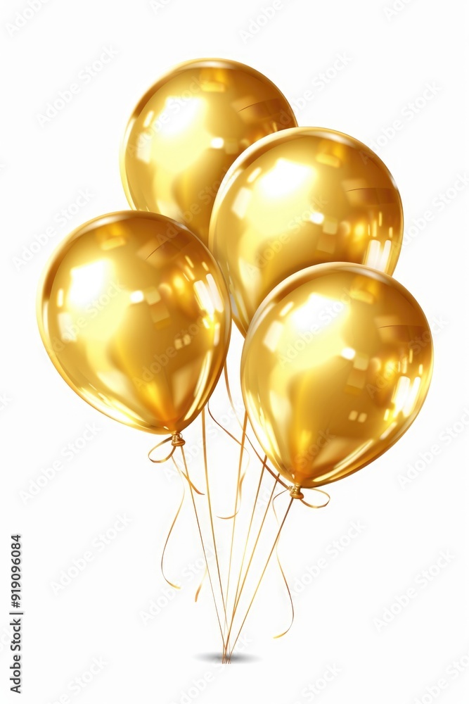 A bunch of gold party balloons floating in the air. A bunch of gold party balloons floating in the air.