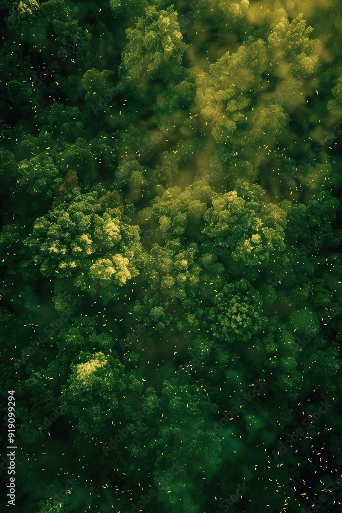 Vibrant green vegetation with mist or light falling on it, creating a magical and serene atmosphere. Vibrant green vegetation with mist or light falling on it, creating a magical and serene atmosphere.