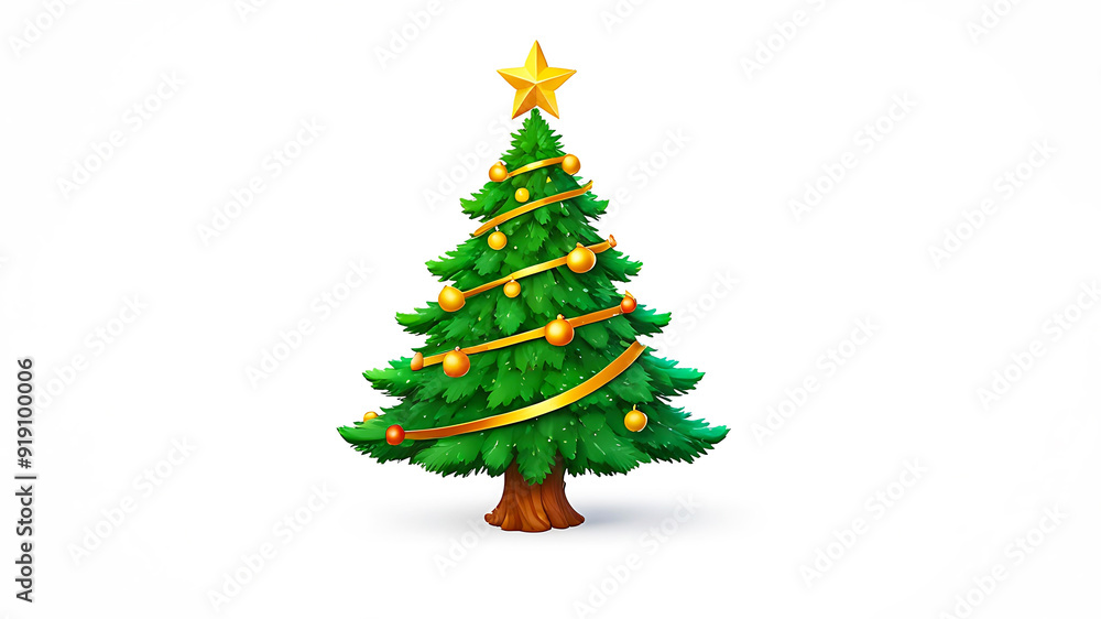 A Christmas tree 3d render icon on a white background A Christmas tree 3d render icon on a white background