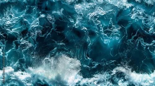 Dynamic ocean waves captured in an abstract water texture, seamless pattern