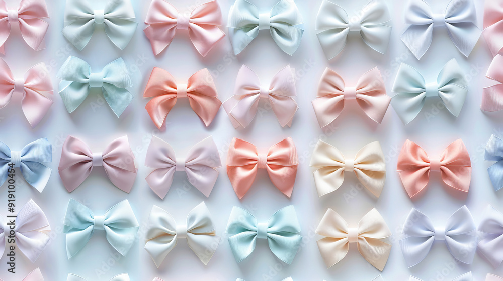 Pastel bows arranged in rows as a cute and colorful decoration, seamless pattern Pastel bows arranged in rows as a cute and colorful decoration, seamless pattern
