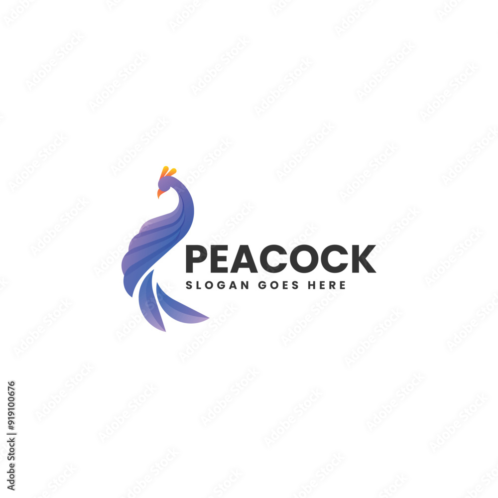 Obraz premium Vector Logo Illustration Peacock Gradient Colorful Style