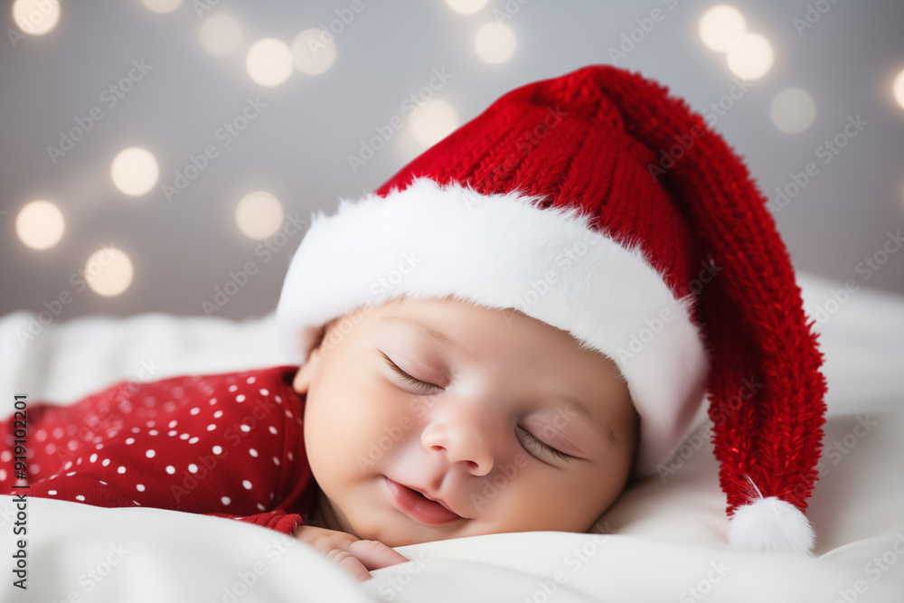 Cute newborn baby boy wearing santa hat. Christmas and happy new year. Cute newborn baby boy wearing santa hat. Christmas and happy new year.