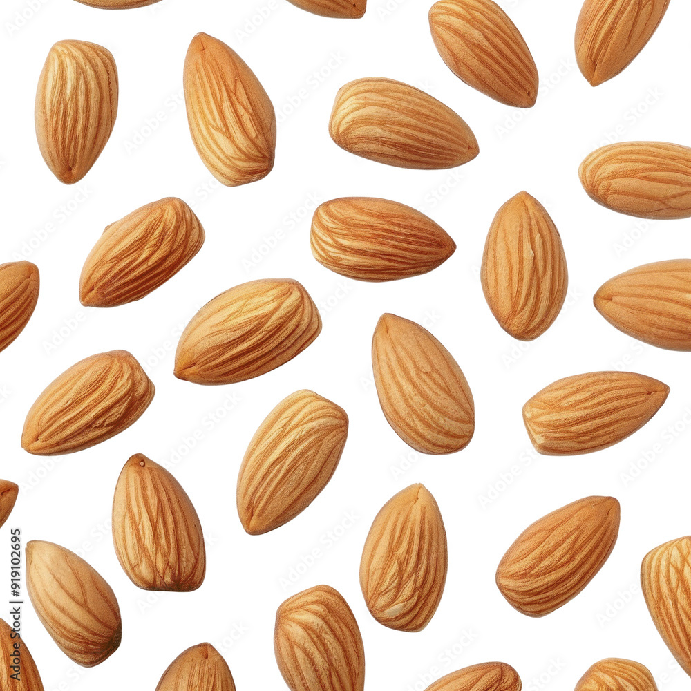 A close up of almonds with a white background A close up of almonds with a white background