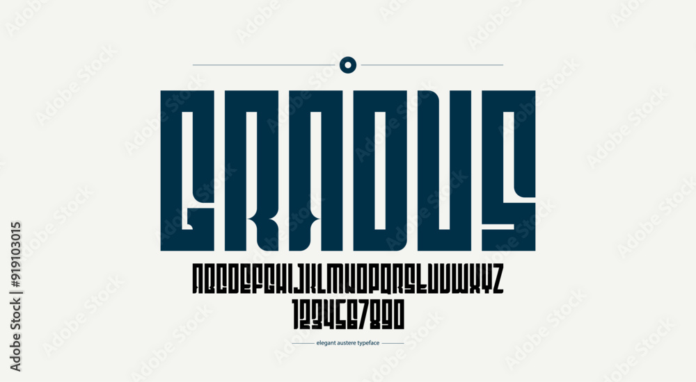Bold simple sans serif display font for logos headers or slogans, vector thick and heavy geometric typeface, uppercase letters alphabet with numbers, poster and advertising. Bold simple sans serif display font for logos headers or slogans, vector thick and heavy geometric typeface, uppercase letters alphabet with numbers, poster and advertising.