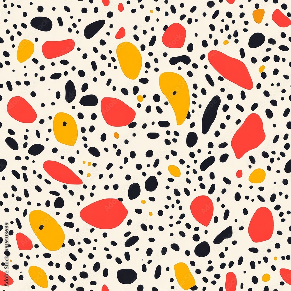 A vibrant abstract pattern featuring colorful shapes on a light background, ideal for textiles or graphic design. A vibrant abstract pattern featuring colorful shapes on a light background, ideal for textiles or graphic design.