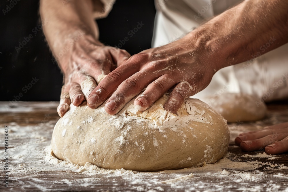 Mid-section of female baker kneading a dough. Beautiful simple AI generated image in 4K, unique. Mid-section of female baker kneading a dough. Beautiful simple AI generated image in 4K, unique.