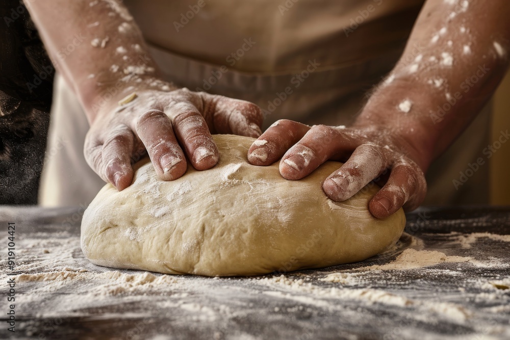 baker at work. The baker shapes the bread. Hands on the close-up form bread. Beautiful simple AI generated image in 4K, unique. baker at work. The baker shapes the bread. Hands on the close-up form bread. Beautiful simple AI generated image in 4K, unique.