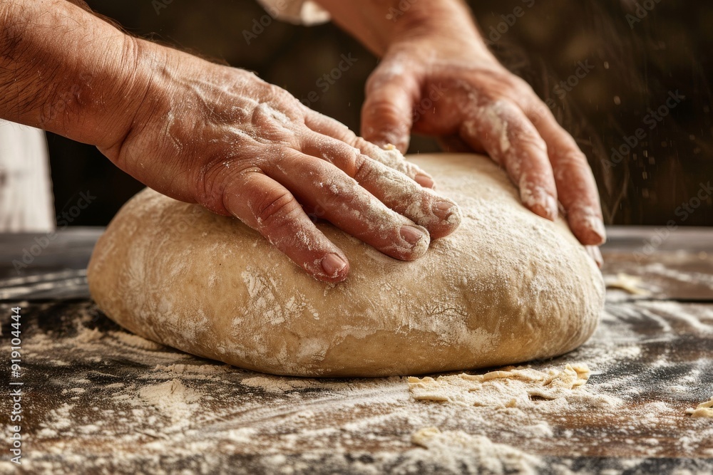 Close up hands cut shape in rolling-pin dough into pieces on wooden board covered with flour. Beautiful simple AI generated image in 4K, unique. Close up hands cut shape in rolling-pin dough into pieces on wooden board covered with flour. Beautiful simple AI generated image in 4K, unique.