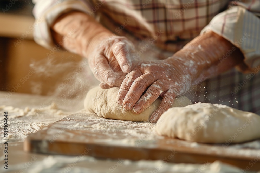 baker at work. The baker shapes the bread. Hands on the close-up form bread. Beautiful simple AI generated image in 4K, unique. baker at work. The baker shapes the bread. Hands on the close-up form bread. Beautiful simple AI generated image in 4K, unique.