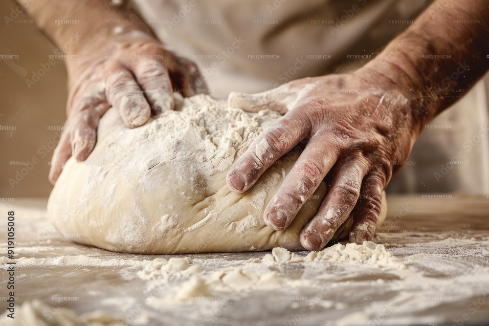 Close up hands cut shape in rolling-pin dough into pieces on wooden board covered with flour. Beautiful simple AI generated image in 4K, unique. Close up hands cut shape in rolling-pin dough into pieces on wooden board covered with flour. Beautiful simple AI generated image in 4K, unique.